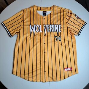 BoxLunch Marvel Wolverine Baseball Jersey Men's 2XL Yellow Black Pinstripe X-Men